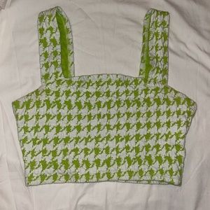 Urban Outfitters Green Houndstooth Crop Top